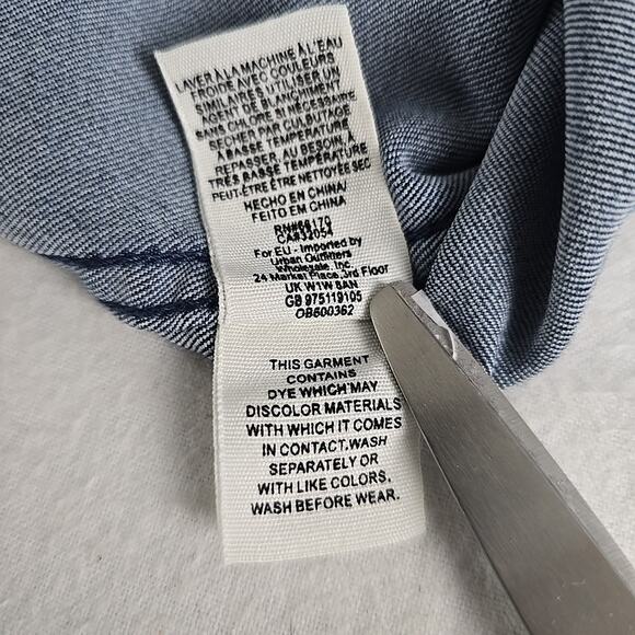 Free People Jean Skirt Women Size 12 Modern Femme Denim Mini Two Tone Stretch - Picture 11 of 11